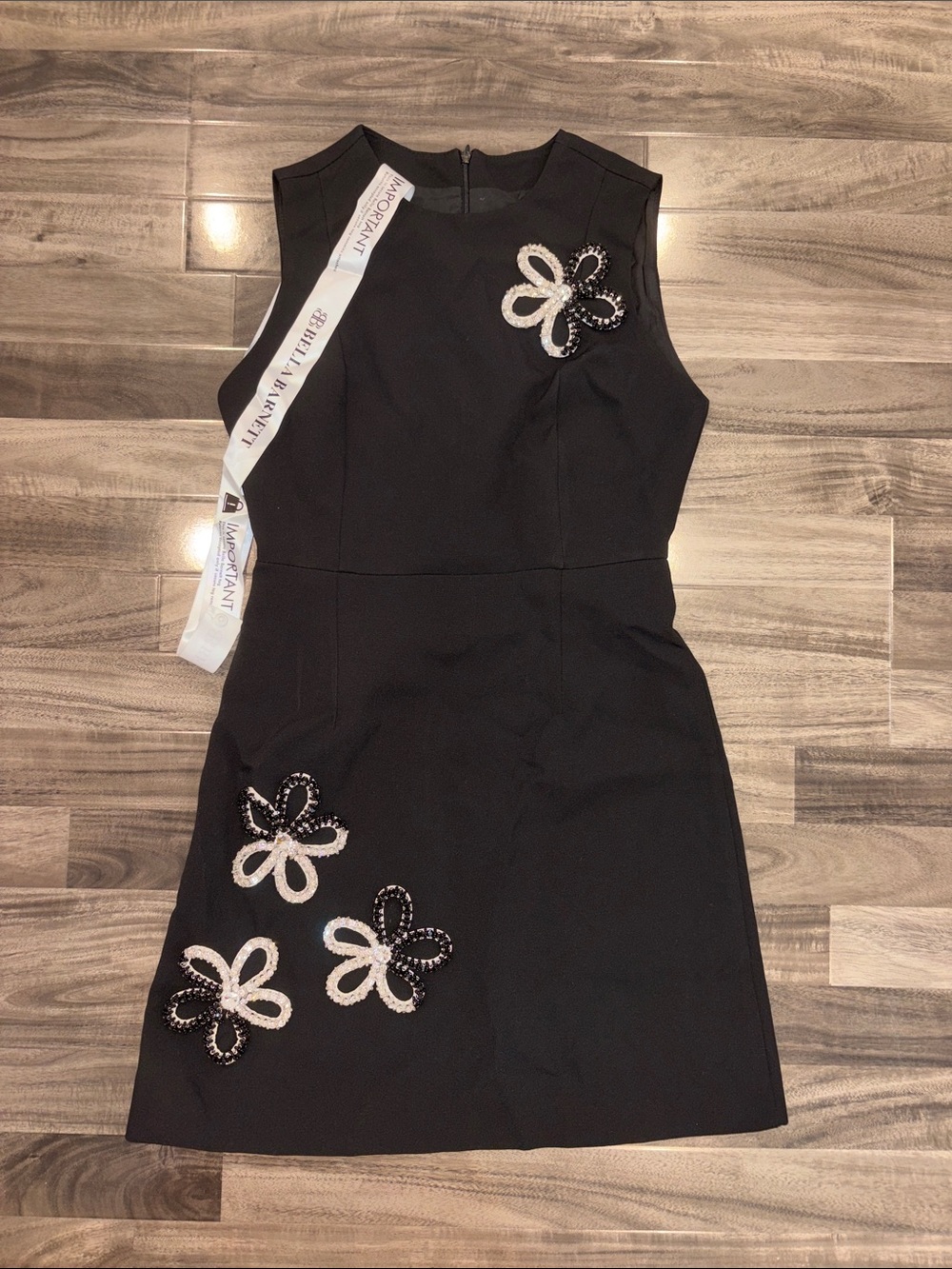 Bella Canvas Black Sleeveless Sheath Dress with Decorative Ribbon Accent